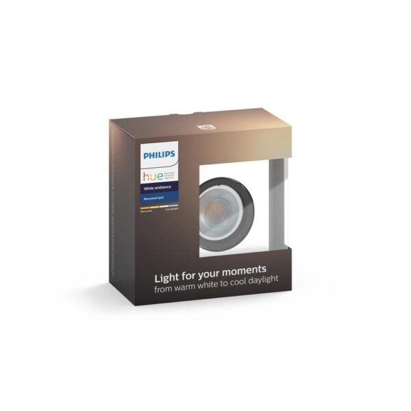 Spot LED incastrat Philips Hue Milliskin, Bluetooth, GU10, 5.5W (25W),