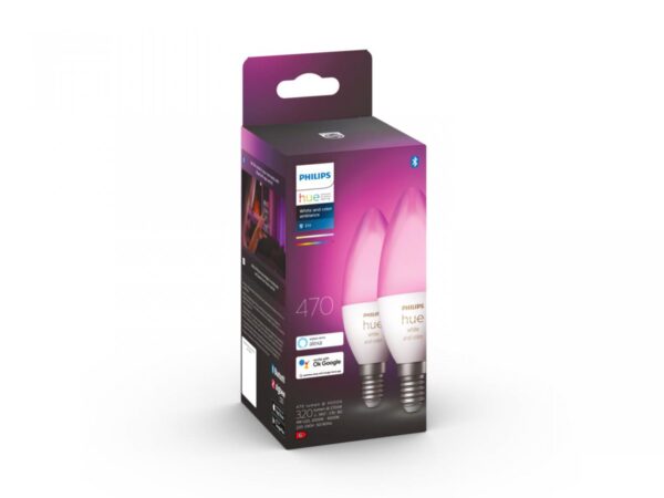 2 Becuri LED RGB inteligente Philips Hue B39, Bluetooth, E14, - Image 3