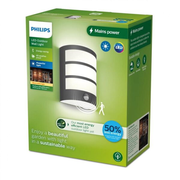 Aplica LED pentru exterior cu senzor de miscare Philips PYTHON,