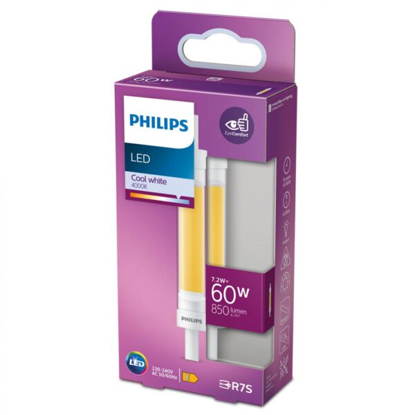 Bec LED Philips, EyeComfort, R7S, 7.2W (60W), 850 lm, lumina - Image 3
