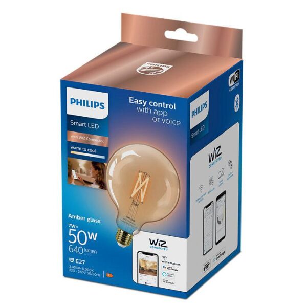 Bec LED inteligent vintage (decorativ) Philips Filament Globe Amber G125,