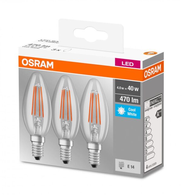 3 Becuri LED Osram Base Classic B, E14, 4W (40W), - Image 4