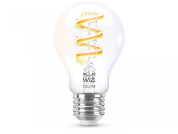 Bec LED RGB inteligent WiZ Connected Filament Clear A60, Wi-Fi,