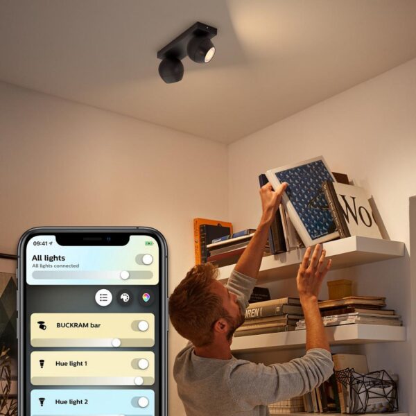 Spot LED Dublu Philips Hue Buckram, Bluetooth, 2xGU10, 2x5W, 700 - Image 4