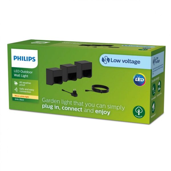 Kit 3 Lampi LED pentru exterior Philips GRITS GARDENLINK, 3x1.5W,