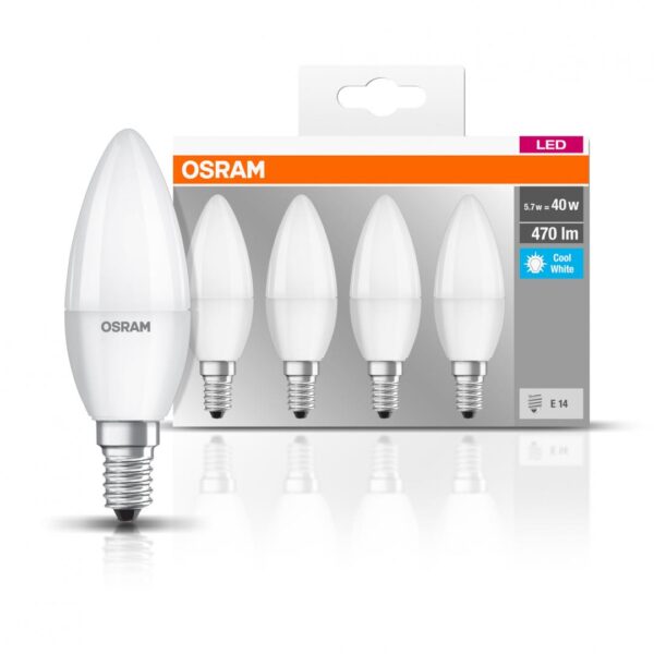 4 Becuri LED Osram Base Classic B, E14, 4.9W (40W), - Image 3