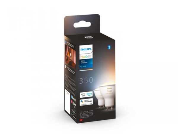 2 Becuri LED inteligente Philips Hue Spot, Bluetooth, GU10, 5W
