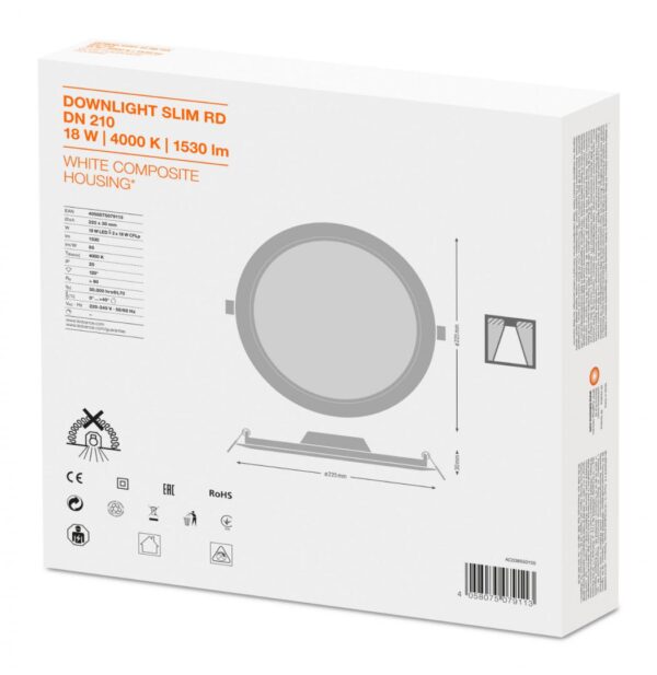 Spot LED incastrat Ledvance DOWNLIGHT SLIM ALU, 18W, 1530 lm,