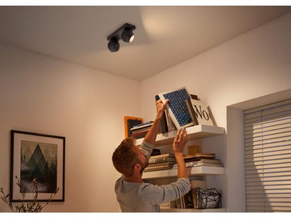 Spot LED Dublu Philips Hue Buckram, Bluetooth, 2xGU10, 2x5W, 700
