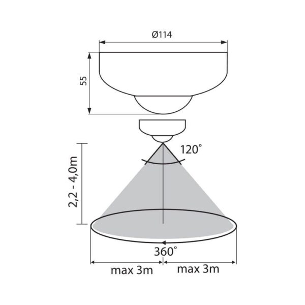Senzor de miscare aplicat IR Vivalux DATA, 230V, IP20, Ø114x55mm, - Image 3
