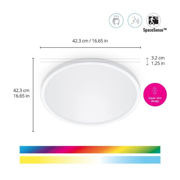 Plafoniera LED RGB WiZ SuperSlim, Wi-Fi, control vocal, 22W, 2600