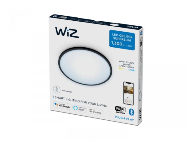 Plafoniera LED WiZ SuperSlim, Wi-Fi, Bluetooth, 14W, 1300 lm, lumina