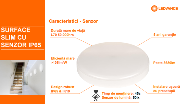 Plafoniera LED pentru exterior cu senzor de miscare Ledvance SURFACE - Image 4