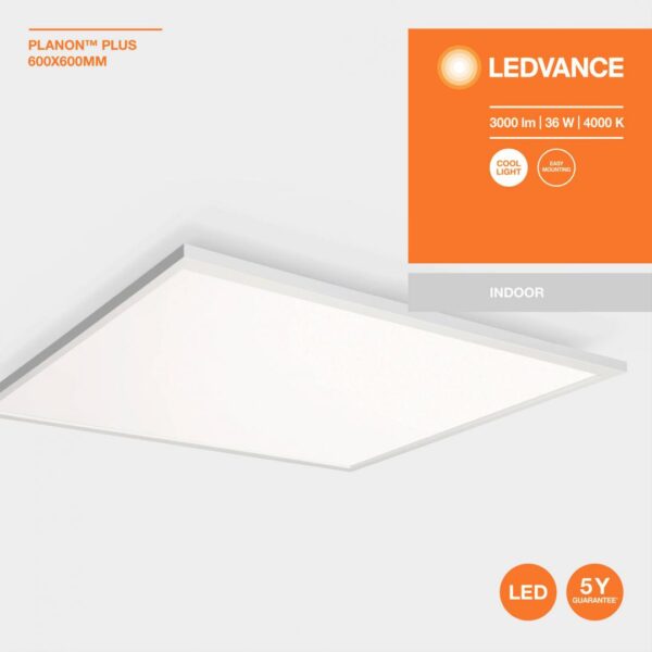 Panou LED Ledvance PLANON+ 600, 36W, 3000 lm, lumina neutra
