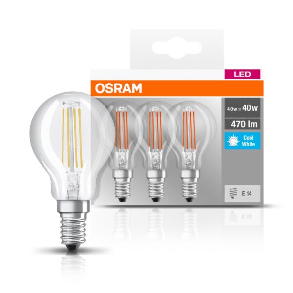 3 Becuri LED Osram Base Classic P, E14, 4W (40W),