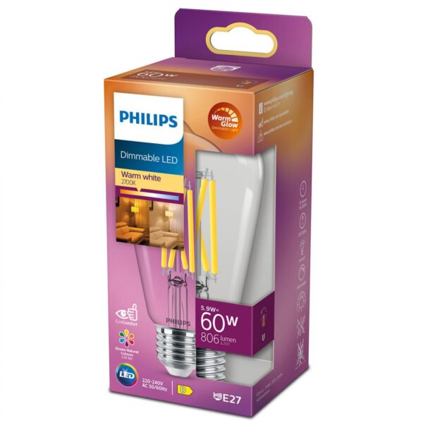 Bec LED Philips Classic ST64, EyeComfort, E27, 5.9W(60W), 806 lm,