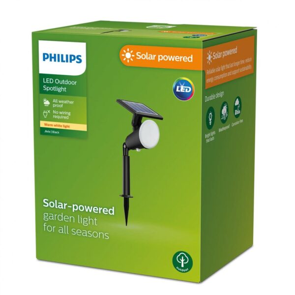 Spot LED solar pentru exterior cu spike Philips JIVIX, 1.4W,