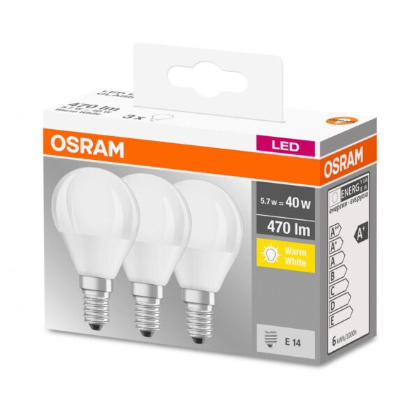 3 Becuri LED Osram Base Classic B, E14, 4.9W (40W), - Image 4