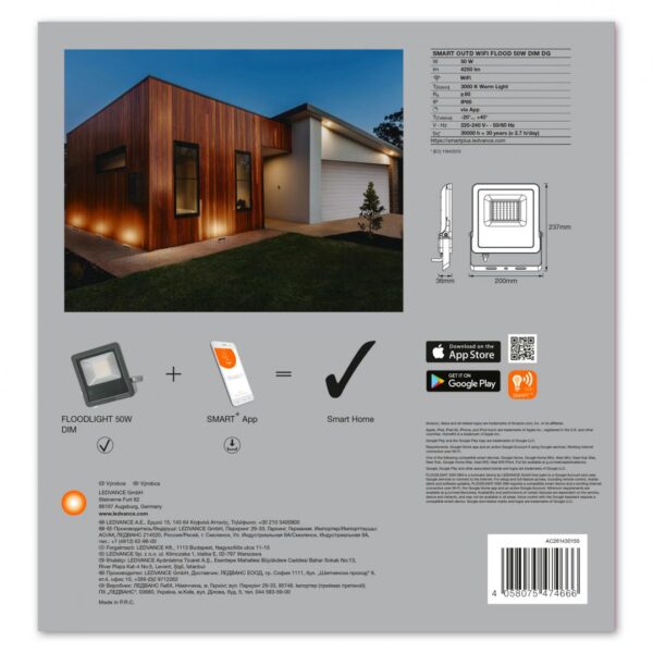 Proiector LED inteligent Ledvance SMART+ WiFi DIMMABLE, 50W, 220-240V, 4000 - Image 3