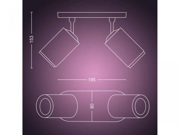 Spot LED RGB Dublu Philips Hue Fugato, Bluetooth, 2xGU10, 2x5.7W, - Image 3
