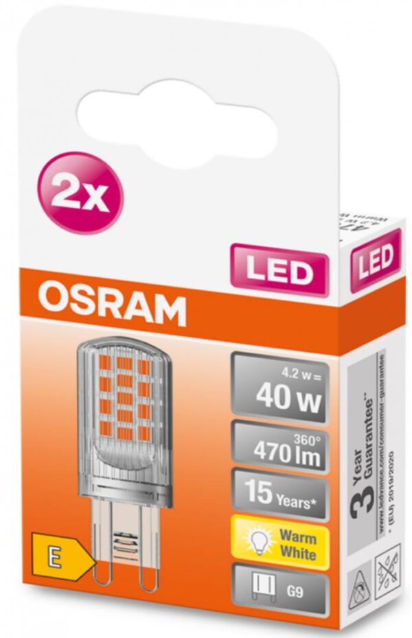 2 Becuri LED Osram PIN, G9, 4.2W (40W), 470 lm,