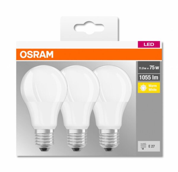 3 Becuri LED Osram Base Classic A, E27, 10W (75W), - Image 3