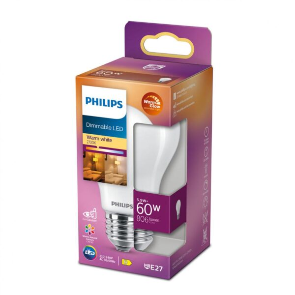 Bec LED Philips Classic A60, EyeComfort, E27, 5.9W (60W), 806