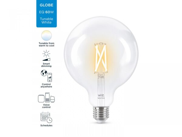Bec LED inteligent vintage (decorativ) WiZ Connected Filament ClearG125, Wi-Fi, - Image 3
