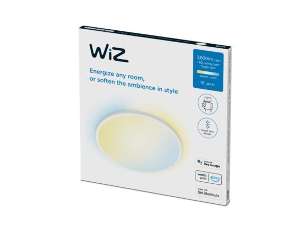 Plafoniera LED WiZ SuperSlim, Wi-Fi, control vocal, 32W, 3800 lm,
