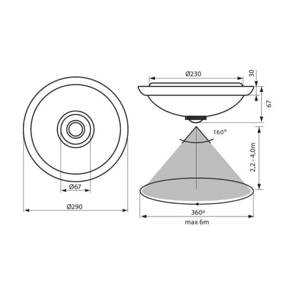 Plafoniera LED cu senzor de miscare Vivalux LEDA SR36, 12W, - Image 3