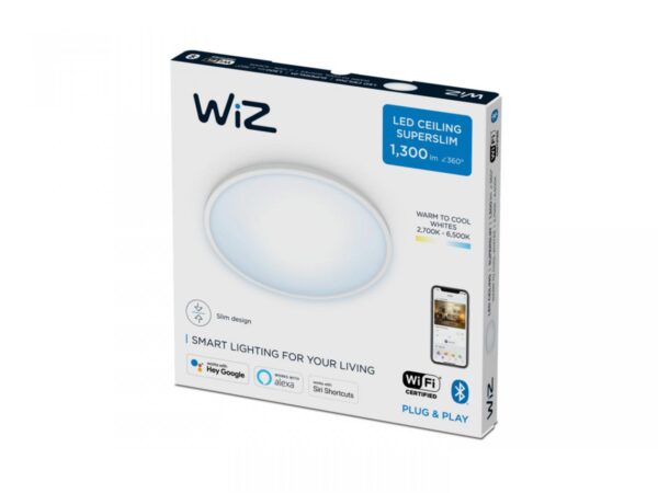 Plafoniera LED WiZ SuperSlim, Wi-Fi, Bluetooth, 14W, 1300 lm, lumina - Image 4