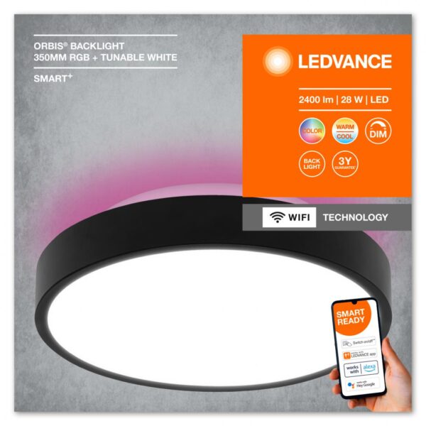 Plafoniera LED RGB inteligenta Ledvance SMART+ Wifi Orbis Backlight 350, - Image 3