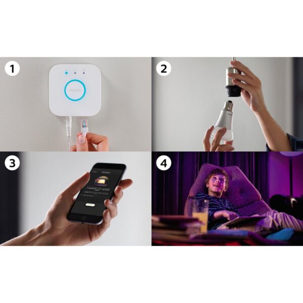 Pachet 3 Becuri LED RGB inteligente Philips Hue A60, Bluetooth, - Image 5