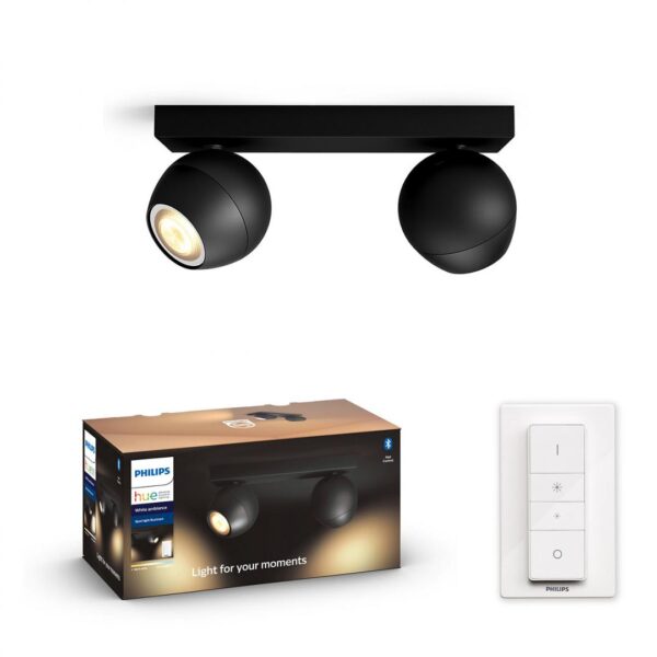 Spot LED Dublu Philips Hue Buckram, Bluetooth, 2xGU10, 2x5W, 700 - Image 6