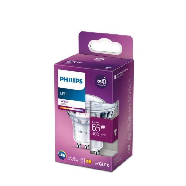 Bec LED Philips Classic, EyeComfort, GU10, 4.9W (65W), 460 lm, - Image 3