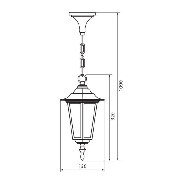 Pendul tip felinar Vivalux MARIBOR, E27, max. 1x60W, IP44, 150x150x1090mm, - Image 3