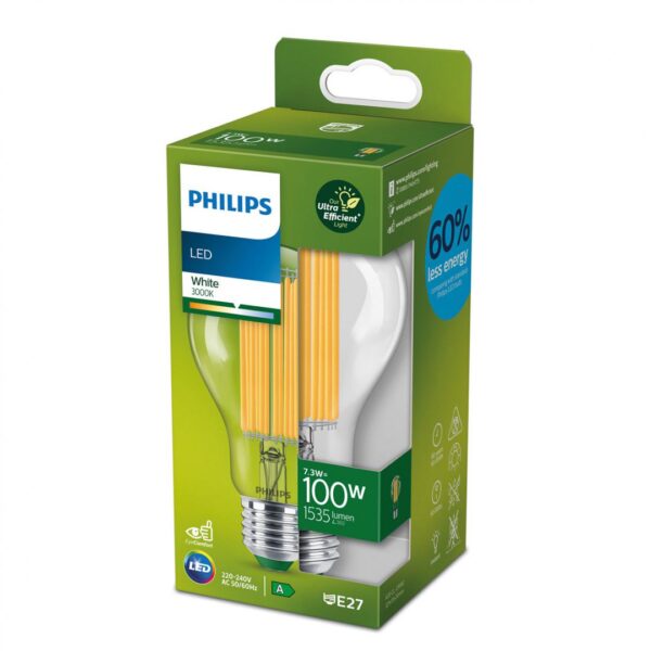 Bec LED Philips Classic A70, Ultra Efficient Light, E27, 7.3W - Image 3