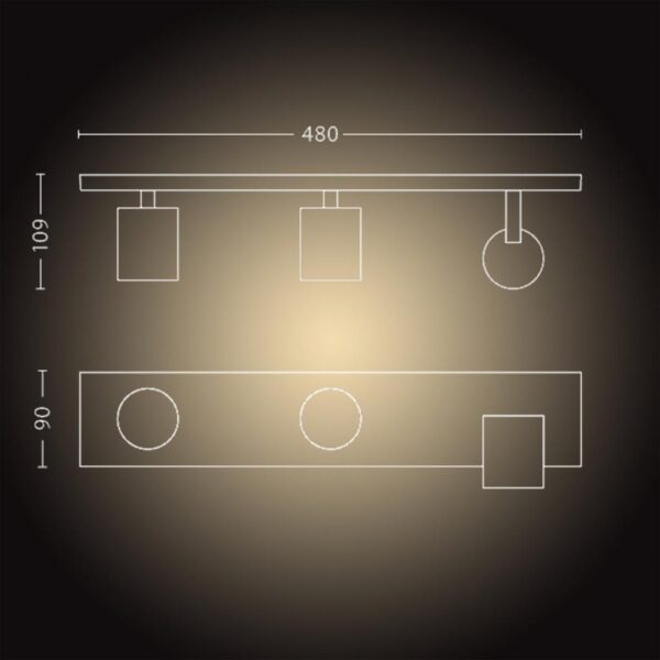 Spot LED Triplu Philips Hue Runner, Bluetooth, 3xGU10, 3x5W, 1050 - Image 4
