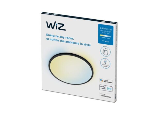 Plafoniera LED WiZ SuperSlim, Wi-Fi, control vocal, 22W, 2450 lm,
