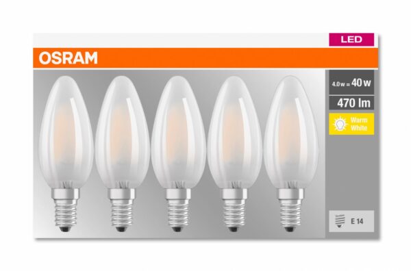 5 Becuri LED Osram Base Classic B, E14, 4W (40W), - Image 4