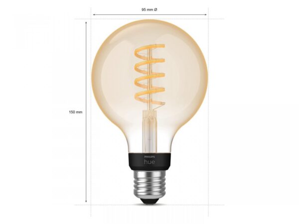 Bec LED inteligent vintage (decorativ) Philips Hue Filament Glob G93, - Image 3