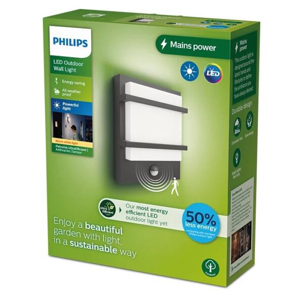 Aplica LED pentru exterior cu senzor de miscare Philips PETRONIA,