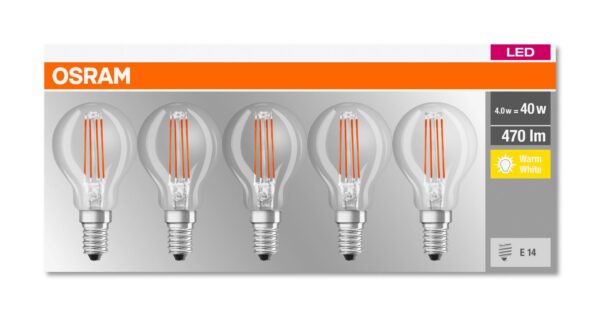 5 Becuri LED Osram Base Classic P, E14, 4W (40W), - Image 4