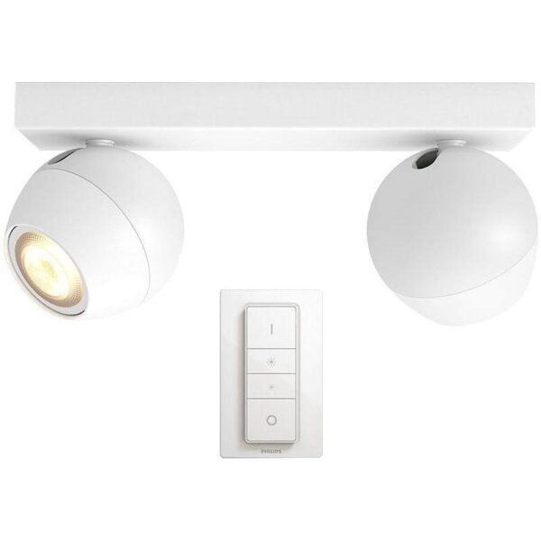 Spot LED Dublu Philips Hue Buckram, Bluetooth, 2xGU10, 2x5W, 700