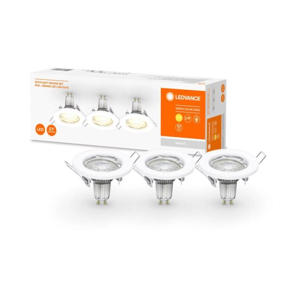3 Spoturi LED incastrate Ledvance, GU10, 3x2.6W, 3x230 lm, lumina - Image 3