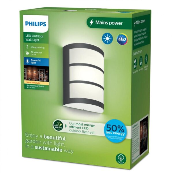 Aplica LED pentru exterior Philips PYTHON, 3.8W, 800 lm, lumina