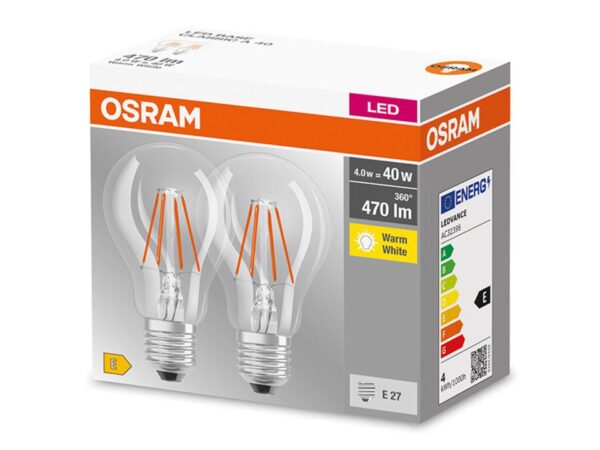 2 Becuri LED Osram Base Classic A, E27, 4W (40W), - Image 3