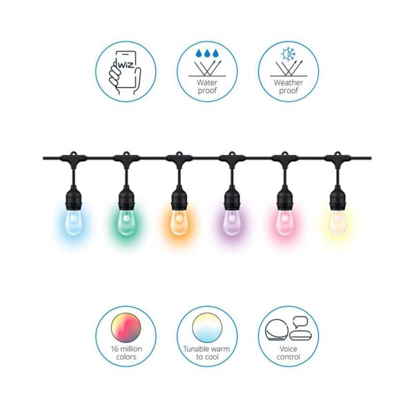 Ghirlanda inteligenta LED RGB pentru exterior Philips WIZ, 12 becuri - Image 8