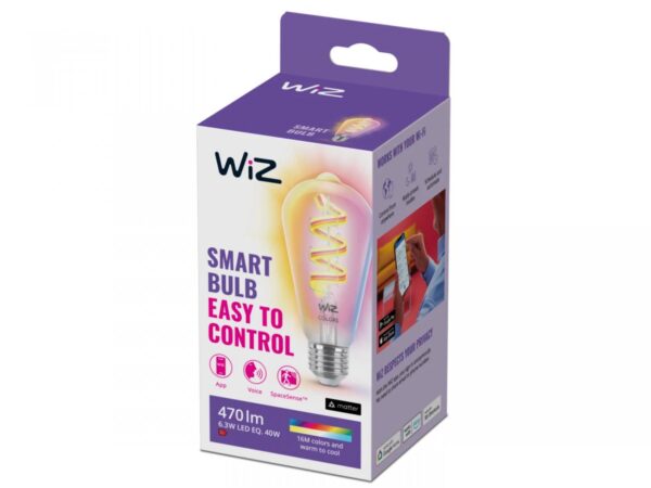 Bec LED RGB inteligent WiZ Connected Filament Clear ST64, Wi-Fi,