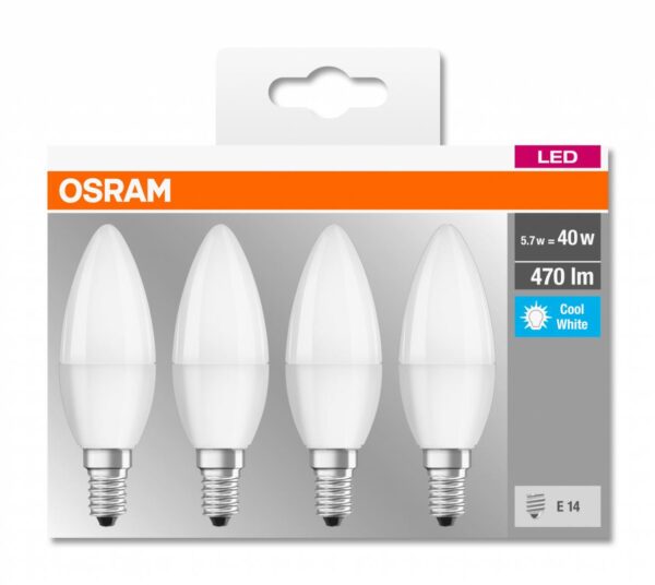 4 Becuri LED Osram Base Classic B, E14, 4.9W (40W), - Image 4